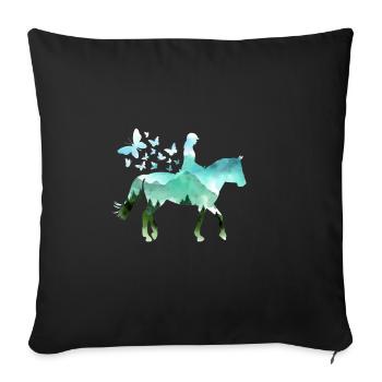 Rider horse nature riding girl gift hooves - Sofa pillowcase 17,3'' x 17,3'' (45 x 45 cm) - black - Front
