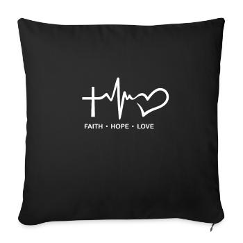 Glaube Hoffnung & Liebe Christian - Sofakissenbezug 45 x 45 cm - Schwarz - Vorne