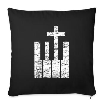 Clavier et croix - Musicien chrétien - Housse de coussin décorative 45 x 45 cm - noir - Devant