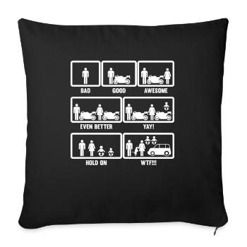 Motorcyclist Family Father Motorbike Biker Bike - Sofa pillowcase 17,3'' x 17,3'' (45 x 45 cm) - black - Front