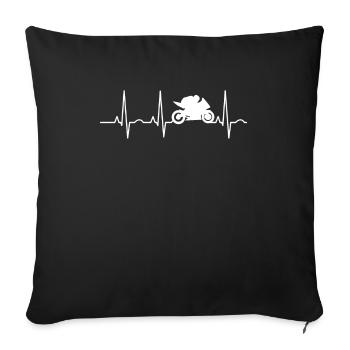 Motorcycle heartbeat supersport racing machine moped - Sofa pillowcase 17,3'' x 17,3'' (45 x 45 cm) - black - Front