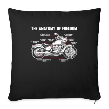 Anatomie de la liberté motocycliste motocyclisme - Housse de coussin décorative 45 x 45 cm - noir - Devant