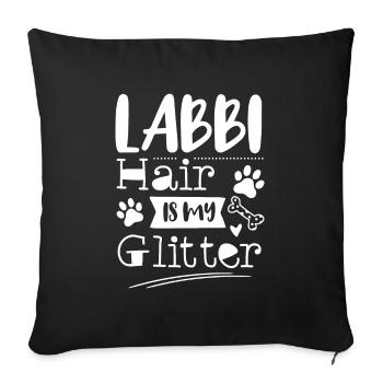 Labbi Hair est mon chien Labrador scintillant de race pure - Housse de coussin décorative 45 x 45 cm - noir - Devant
