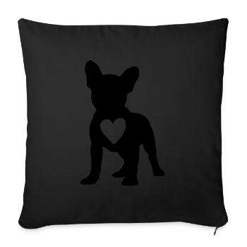 Amour Frenchie Dogs Heart French Bulldog Hu - Housse de coussin décorative 45 x 45 cm - noir - Devant