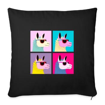 Pop-Art - Lama avec lunettes de soleil - Housse de coussin décorative 45 x 45 cm - noir - Devant