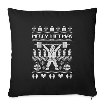 MERRY LIFTMAS Hässlicher Pullover - Sofakissenbezug 45 x 45 cm - Schwarz - Vorne