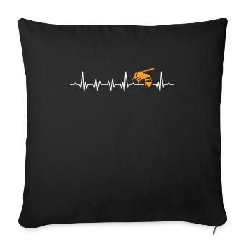 Apiculteur Abeilles Heartbeat Apiculteur EKG Bienenfl - Housse de coussin décorative 45 x 45 cm - noir - Devant