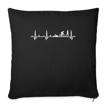 Triathlon Heartbeat Triathlete Runner Swimmer Ra - Sofa pillowcase 17,3'' x 17,3'' (45 x 45 cm) - black - Front