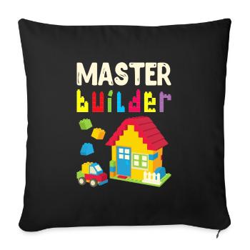 Cool Master Builder Funny Building Blocks Gift Dad - Sofa pillowcase 17,3'' x 17,3'' (45 x 45 cm) - black - Front