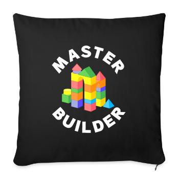 Meister Baumeister lustige Bausteine Geschenkturm - Sofakissenbezug 45 x 45 cm - Schwarz - Vorne