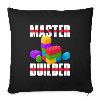 Master Builder Shirt | Cute Master Block Builder - Sofa pillowcase 17,3'' x 17,3'' (45 x 45 cm) - black - Front