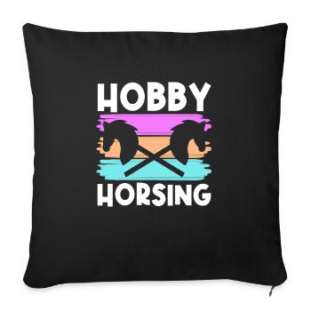 Hobby Horse Retro Grafik Steckenpferde Reiten Tren - Sofakissenbezug 45 x 45 cm - Schwarz - Vorne