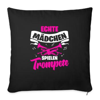 Echte Mädchen Spielen Trompete Trompetenspieler Mu - Sofakissenbezug 45 x 45 cm - Schwarz - Vorne