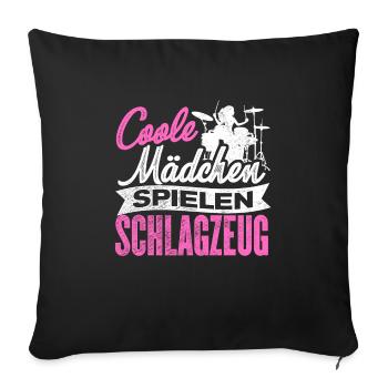 Coole Mädchen Spielen Schlagzeug Musikinstrument M - Sofakissenbezug 45 x 45 cm - Schwarz - Vorne