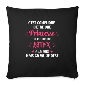 Compliqué princesse et faire du bmx - Housse de coussin décorative 45 x 45 cm - noir - Devant