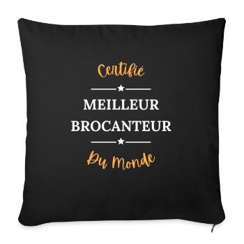 Certifié meilleur brocanteur du monde - Housse de coussin décorative 45 x 45 cm - noir - Devant