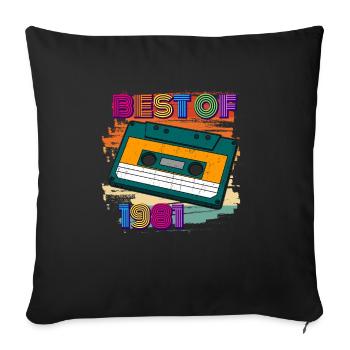 best of 1981 cassette 80s 41st birthday - Housse de coussin décorative 45 x 45 cm - noir - Devant