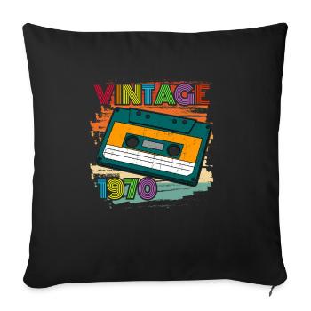 vintage 1970 cassette 70s 52nd birthday - Sofa pillowcase 17,3'' x 17,3'' (45 x 45 cm) - black - Front