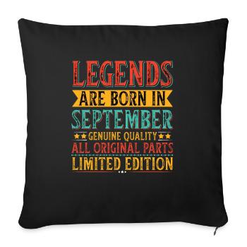 Légendes Septembre Anniversaire Année de construction Célébration - Housse de coussin décorative 45 x 45 cm - noir - Devant