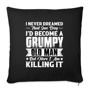 Grim old man Grandpa Griesgram Spiteful grandfather - Sofa pillowcase 17,3'' x 17,3'' (45 x 45 cm) - black - Front