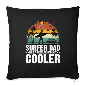 surf Papa Surfeur Père Surf surf surf - Housse de coussin décorative 45 x 45 cm - noir - Devant