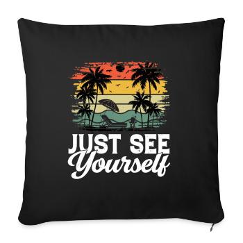 Beach Holiday Palms Umbrella Summer Holiday - Sofa pillowcase 17,3'' x 17,3'' (45 x 45 cm) - black - Front