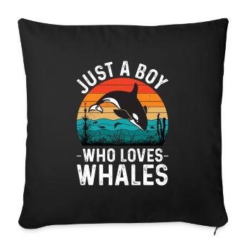 Orca Whale Boys Kids Water Fish Ocean - Sofa pillowcase 17,3'' x 17,3'' (45 x 45 cm) - black - Front