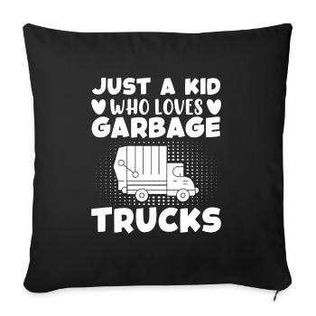 Garbage truck Garbage truck Professions Garbage man Garbage collection - Sofa pillowcase 17,3'' x 17,3'' (45 x 45 cm) - black - Front