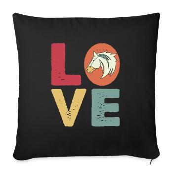 Équitation Chevaux Filles Étalon Poulain Animal Sports équestres - Housse de coussin décorative 45 x 45 cm - noir - Devant