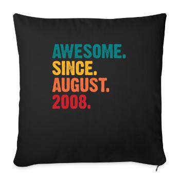 Août 2008 - Anniversaire en août - Housse de coussin décorative 45 x 45 cm - noir - Devant