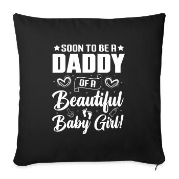Bébé Papa Enceinte Nouveau-né Père Futur - Housse de coussin décorative 45 x 45 cm - noir - Devant
