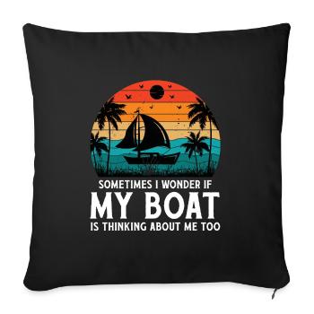 Si mon bateau pense aussi à moi Bateaux de yacht - Housse de coussin décorative 45 x 45 cm - noir - Devant