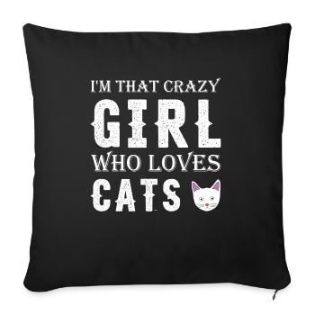 Chat Chats Animal Animal De compagnie Fille Chat Dame - Housse de coussin décorative 45 x 45 cm - noir - Devant