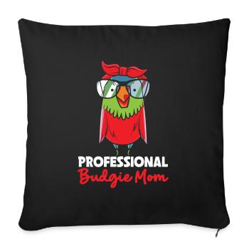 Wellensittich Mama Blausittich Blau - Sofakissenbezug 45 x 45 cm - Schwarz - Vorne