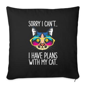 Chat Chats Animal Animal De compagnie Fille Chat Dame - Housse de coussin décorative 45 x 45 cm - noir - Devant