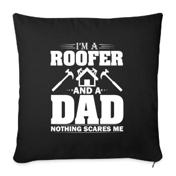Papa Roofer Father Roofing Craft Roofing Roof - Sofa pillowcase 17,3'' x 17,3'' (45 x 45 cm) - black - Front
