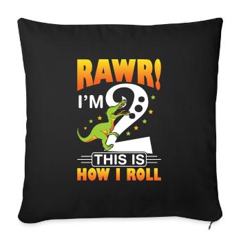 2ème anniversaire Dino Anniversaire J’ai 2 ans - Housse de coussin décorative 45 x 45 cm - noir - Devant