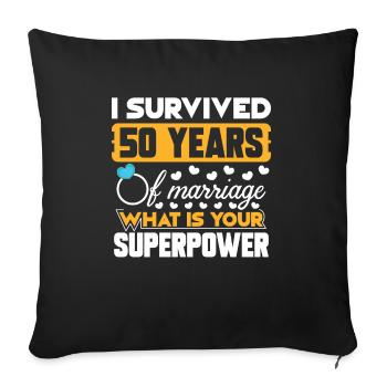 Noces d’or 50 ans cadeau de mariage - Housse de coussin décorative 45 x 45 cm - noir - Devant