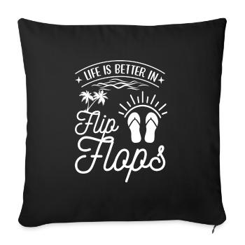 flip flops summer sun sea beach bathing holiday - Sofa pillowcase 17,3'' x 17,3'' (45 x 45 cm) - black - Front