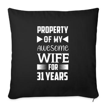31 ans marié Linden cadeau de mariage - Housse de coussin décorative 45 x 45 cm - noir - Devant