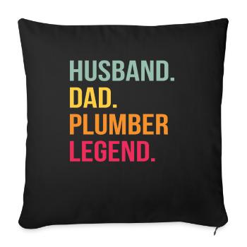 Chauffagiste Père Mari Plombier à gaz sanitaire - Housse de coussin décorative 45 x 45 cm - noir - Devant