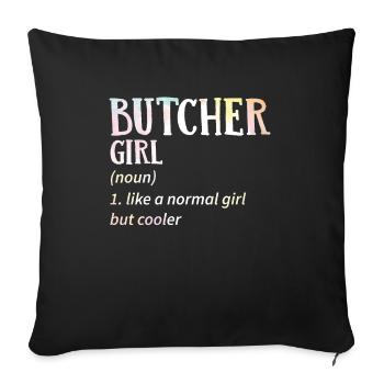 Frau Fleischerin Metzgerin Schlachterin Geschenk - Sofakissenbezug 45 x 45 cm - Schwarz - Vorne