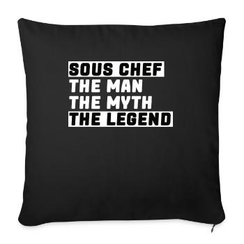 Chef Hat, Chef, Kitchen, Five stars, Gold, 5, - Sofa pillowcase 17,3'' x 17,3'' (45 x 45 cm) - black - Front