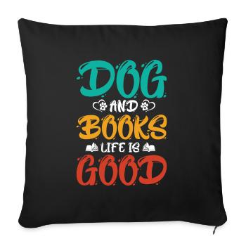 Lire Chien Livre Chiens Livres Bookworm Cadeau - Housse de coussin décorative 45 x 45 cm - noir - Devant