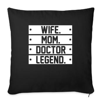 Épouse Mère Docteur Doctorat Plaisir Académique - Housse de coussin décorative 45 x 45 cm - noir - Devant