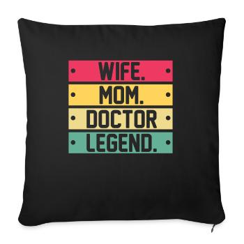 Épouse Mère Docteur Doctorat Plaisir Académique - Housse de coussin décorative 45 x 45 cm - noir - Devant