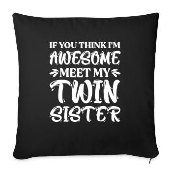 Jumeaux Sœur jumelle Frères et sœurs - Housse de coussin décorative 45 x 45 cm - noir - Devant