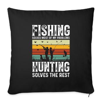 Fishing Hunting Fish Hook Hunter Rod Bait Bite - Sofa pillowcase 17,3'' x 17,3'' (45 x 45 cm) - black - Front