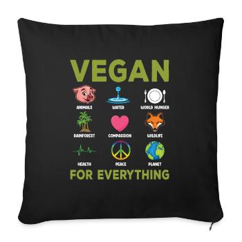 Plant-based Food Vegan Vegetables Healthy Climate Change - Sofa pillowcase 17,3'' x 17,3'' (45 x 45 cm) - black - Front