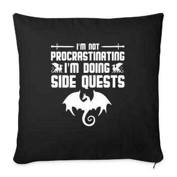 Je n’hésite pas, je fais des quêtes secondaires RPG Table - Housse de coussin décorative 45 x 45 cm - noir - Devant